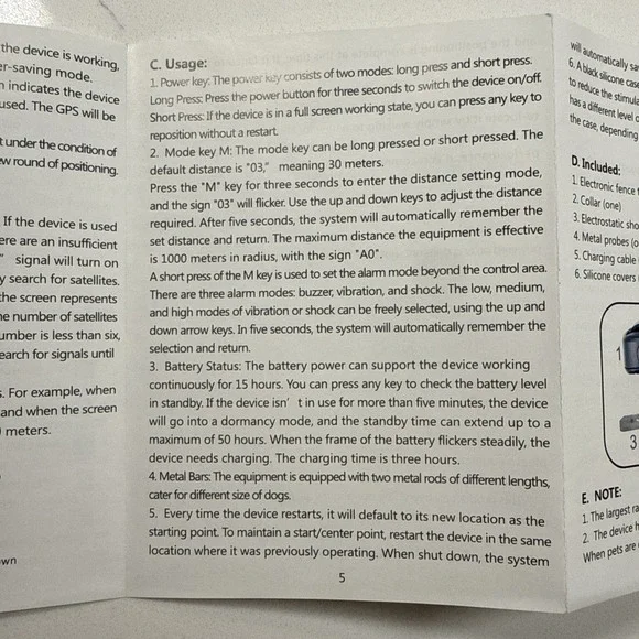 NEW WIEZ GPS Wireless Dog Collar With Fence Pet Containment 1000M Range 3 Modes - Picture 8 of 15